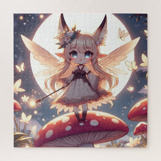 Anime meisje pixie hippie maan fee legpuzzel (Verticaal)