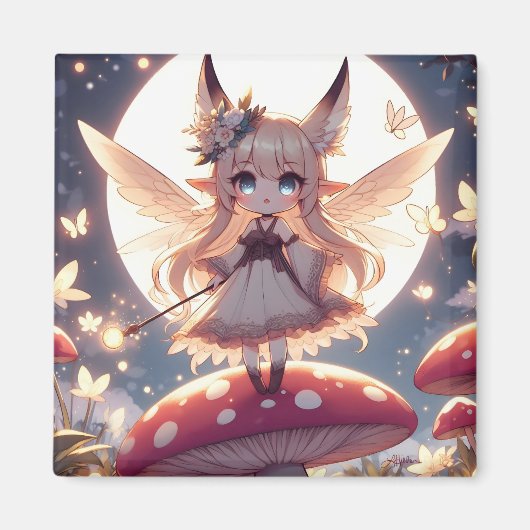 Anime meisje pixie hippie maan fee magneet (Voorkant)