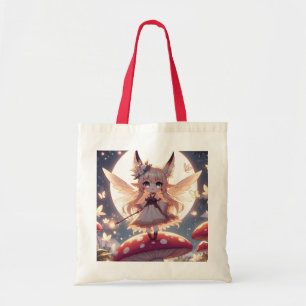 Anime meisje pixie hippie maan fee tote bag