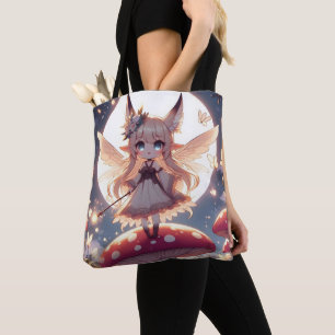 Anime meisje pixie hippie maan fee tote bag