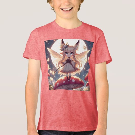 Anime meisje pixie hippie maan fee Tri-Blend shirt (Voorkant)