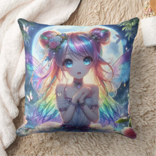 Anime Meisje Regenboog Haar Zingende Maan Fee Kussen