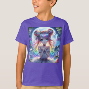 Anime Meisje Regenboog Haar Zingende Maan Fee T-shirt