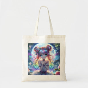 Anime Meisje Regenboog Haar Zingende Maan Fee Tote Bag