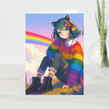 Anime meisje regenboog trui gepersonaliseerde verj