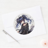 Anime meisje rockistic Classic Ronde Sticker (Envelop)