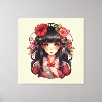 Anime meisje roze bloemen