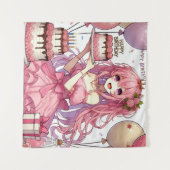 Anime meisje Roze verjaardag Wandkleed (Voorkant (horizontaal))