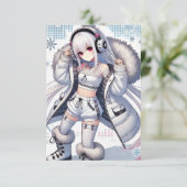 Anime meisje ski Flat Kaart (Staand voorkant)