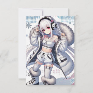 Anime meisje ski Flat Kaart