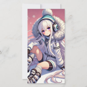 Anime meisje Ski kaart