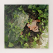 Anime meisje slapend in het bos legpuzzel (Horizontaal)
