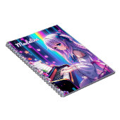 Anime Meisje speelt piano gepersonaliseerd Notitieboek (Rechterzijde)