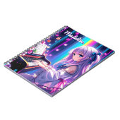 Anime Meisje speelt piano gepersonaliseerd Notitieboek (Linkerzijde)