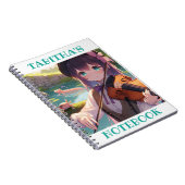 Anime Meisje Spelen De Viool En Een Axolotl Notitieboek (Rechterzijde)