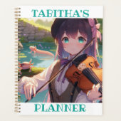 Anime Meisje Spelen De Viool En Een Axolotl Planner (Voorkant)