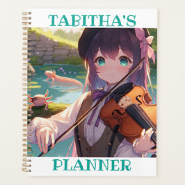 Anime Meisje Spelen De Viool En Een Axolotl Planner