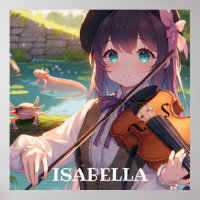 Anime Meisje Spelen De Viool Gepersonaliseerd
