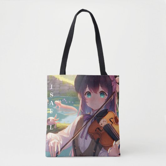 Anime Meisje Spelen De Viool Gepersonaliseerd Tote Bag (Voorkant)