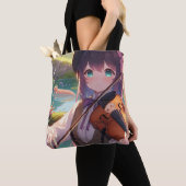 Anime Meisje Spelen De Viool Gepersonaliseerd Tote Bag (Dichtbij)