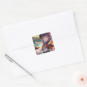 Anime Meisje Spelen De Viool Gepersonaliseerd Vierkante Sticker (Envelop)