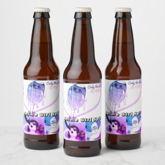 Anime Meisje Spit Drink Label Bier Etiket