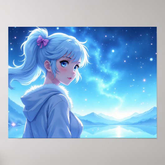 Anime Meisje Starlight Meer Portret Poster (Voorkant)