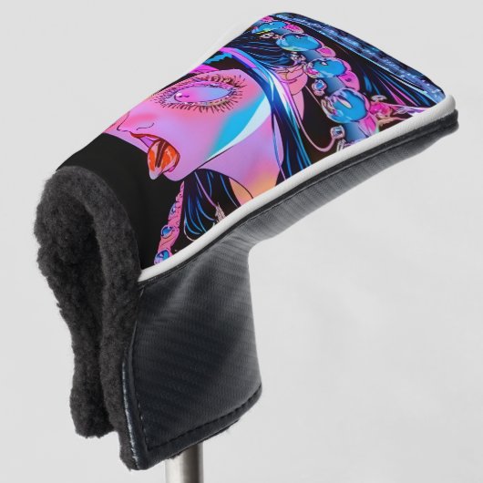 Anime meisje steken haar tong uit golfheadcover (3/4 voorkant)