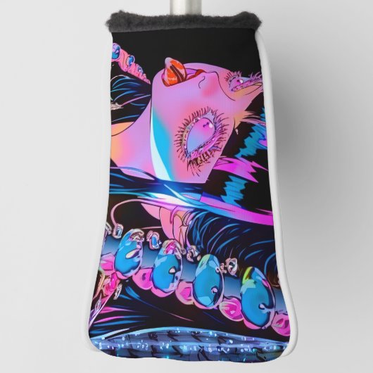 Anime meisje steken haar tong uit golfheadcover (Draai 90)