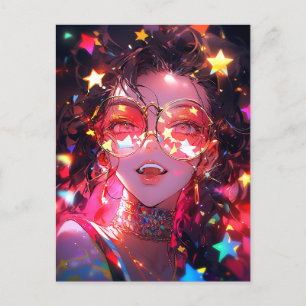 Anime Meisje Sterren Briefkaart