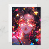 Anime Meisje Sterren Briefkaart (Voorkant / Achterkant)