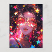 Anime Meisje Sterren Briefkaart (Voorkant)