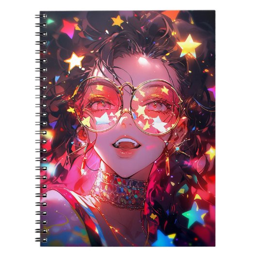 Anime Meisje Sterren Notitieboek (Voorkant)