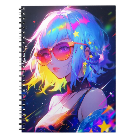 Anime Meisje Sterren Notitieboek (Voorkant)