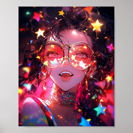Anime Meisje Sterren Poster (Voorkant)