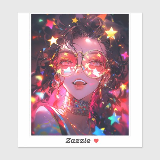Anime Meisje Sterren Sticker (Vel)