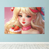 Anime meisje Stretched Canvas Afdrukken (Insitu (Houten vloer))