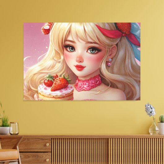 Anime meisje Stretched Canvas Afdrukken (Insitu (Woonkamer))