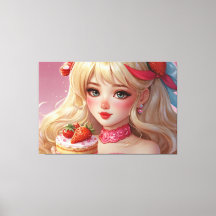 Anime meisje Stretched Canvas Afdrukken