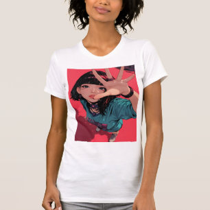 Anime Meisje T-shirt Hoge Kwaliteit Print