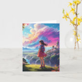 Anime Meisje uitzichten Vista Kaart (Gele Bloem)