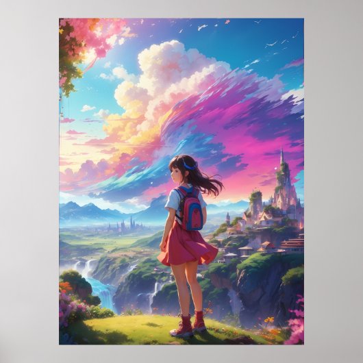 Anime Meisje uitzichten Vista Poster (Voorkant)