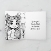  anime meisje van kleur gepersonaliseerde verjaard kaart (Binnen)