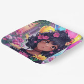 Anime Meisje van Kleur Gepersonaliseerde Verjaarda Papieren Bordje (Gebogen)