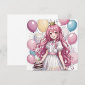 Anime meisje verjaardag A Kaart (Voorkant / Achterkant)