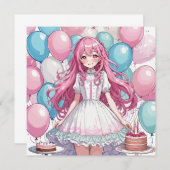 Anime meisje Verjaardag B Kaart (Voorkant / Achterkant)