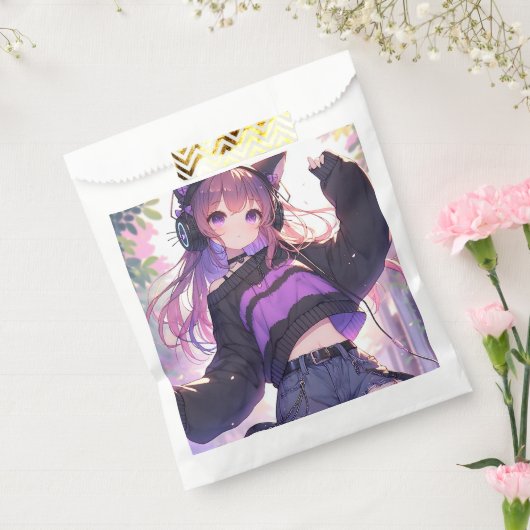  anime meisje verjaardag bedankzakje (Gezegeld)