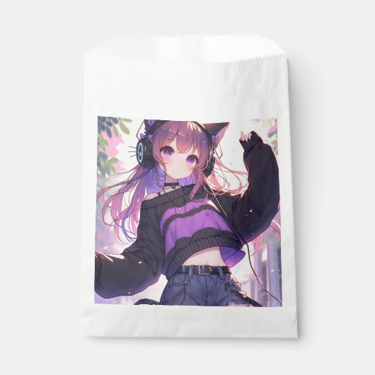  anime meisje verjaardag bedankzakje (Voorkant)