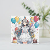 Anime meisje Verjaardag C Kaart (Staand voorkant)
