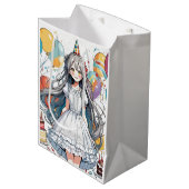 Anime meisje verjaardag C Medium Gift Bag Cadeauzakje (Voorkant Gekanteld)